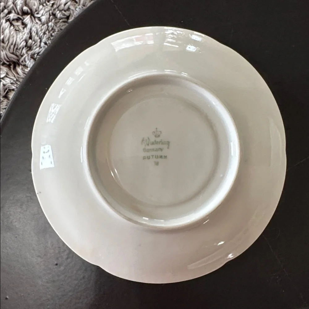Winterling Bovaria Germany Autumn Leaves Set of 3 Saucers 6” Gold Trim Porcelain